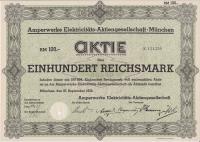 Amperwerke Elektricitats AG Monachium 100 RM akcja