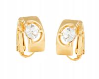 Klipsy Damskie Małe Złote z Kryształem Eleganckie na Ucho Wygodne Colibra