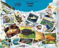 Zestaw 100 znaczków pocztowych - RYBY