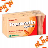 Troxerutin Synteza 200 mg, 64 kapsułki twarde, leczenie żylaków, bólu nóg