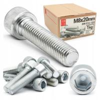 Śruba imbusowa M8x20 z łbem walcowym DIN912 kl. 8.8 ampulowa ocynk 1kg