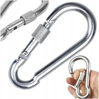 KARABIŃCZYK STALOWY Z BLOKADĄ DO HUŚTAWKI KARABINEK DUŻY OGRODOWY 100mm