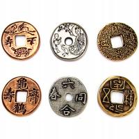 ZESTAW 3 ORIENTALNYCH METALOWYCH MONET LARP RPG