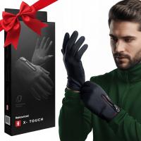 Czarne Rękawiczki Męskie ANTYPOŚLIZGOWE Zimowe Rowerowe Dotykowe Telefonu