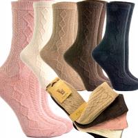 CIEPŁE skarpety damskie WEŁNIANE KASZMIR naturalne wygodne PREMIUM