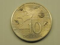 19530/ 10 DOLLARS 1974 TRYNIDAD I TOBAGO RZADKA R2 (MIEDZIONIKIEL)