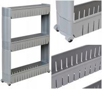 МОБИЛЬНЫЙ ШКАФ ДЛЯ ВАННОЙ КОМНАТЫ, КУХНИ, ПРАЧЕЧНОЙ, УЗКИЙ СЕРЫЙ СТЕЛЛАЖ НА КОЛЕСИКАХ, ПОЛКА