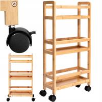 ПОЛКА ДЛЯ ВАННОЙ КОМНАТЫ, КУХОННЫЙ ШКАФ НА КОЛЕСИКАХ, БАМБУКОВАЯ КНИЖНАЯ ПОЛКА, 3 ЯРУСА, УЗКАЯ