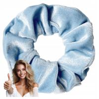 Gumka do włosów WELUROWA scrunchies błękitna DUŻA modna frotka WYGODNA