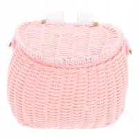 RÓŻOWY ROWEROWY KOSZYK PRZEDNI Z WIKLINY WODOODPORNY