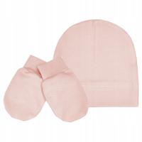 Niedrapki dla noworodka łapki rękawiczki i czapeczka czapka róż antyczny