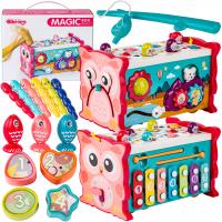 EDUKACYJNA INTERAKTYWNA ZABAWKA 8w1 dla Dzieci Cymbałki Zegar Rybki Młotek