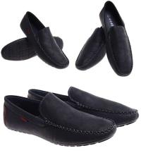 Мокасины мужские темно-синие прогулочные тапочки без застежки элегантные 16811