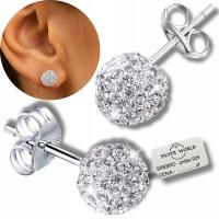 KOLCZYKI SREBRNE 925 CYRKONIE SWAROVSKI KULKI NA SZTYFCIE NA PREZENT SREBRO