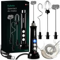 SPIENIACZ DO MLEKA kawy ELEKTRYCZNY ręczny STACJA ŁADUJĄCA mini mikser 3W1