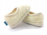 Pantofle ciapy wełniane Merynos kapcie ecru