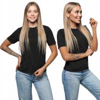 KOSZULKA DAMSKA CZARNA - KLASYCZNA - OKRĄGŁY DEKOLT - T-SHIRT
