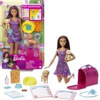 Barbie Zestaw Adopcja Piesków Lalka + 2 pieski + akcesoria HKD86