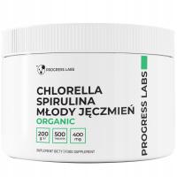 CHLORELLA SPIRULINA MŁODY JĘCZMIEŃ detox białko odporność żelazo 500 tab