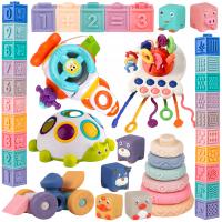 KLOCKI Sensoryczne Gumowe Miękkie Układanka Edukacyjna Gryzak Montessori