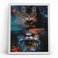 Haft Diamentowy Duży na Ramie 5D Diamond Painting 40x50 LG329e Kot i Tygrys