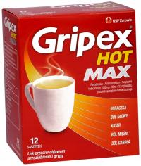 Gripex Hot Max na przeziębienie i grypę 12 saszetek o smaku cytrynowym