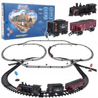 DUŻA KOLEJKA POCIĄG Z DYMEM ŚWIATŁAMI I FUNKCJĄ DŹWIĘKU TOR 258X120CM