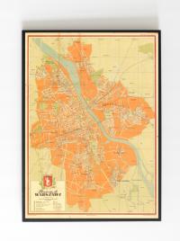 Старый план Варшава 1950r 70x50 см