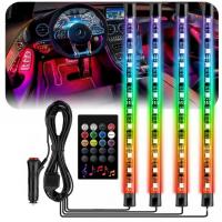 Taśma LED do samochodu z pilotem oświetlenie auta RGB 5050 do wnętrza USB