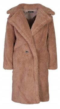 PŁASZCZ BRĄZOWY SZTUCZNY DO POŁOWY ŁYDKI GUZKI PETITE BOOHOO 36