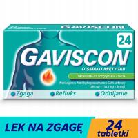 Gaviscon со вкусом мяты лекарство от изжоги и рефлюкса, 24 жевательных таблетки
