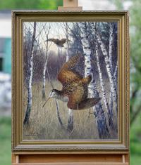 Peter PASCHEN (1873-?) - Ptaki - stary obraz olejny na płótnie