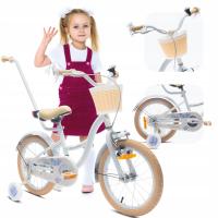 16-дюймовый велосипед для девочек, Детский толкатель, боковые колеса, корзина для цветов
