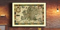 Stara MAPA EUROPA 1665r. 50x40cm W RAMIE