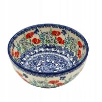 Miska V:0,6 l z motywem maków, Ceramika Bolesławiec