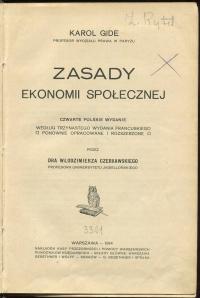 Gide Czerkawski ZASADY EKONOMII SPOŁECZNEJ 1914