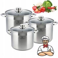 ZESTAW GARNKÓW DUŻE KOCIOŁKI 7L 9L 11L stal nierdzewna 6-EL. KINGHOFF