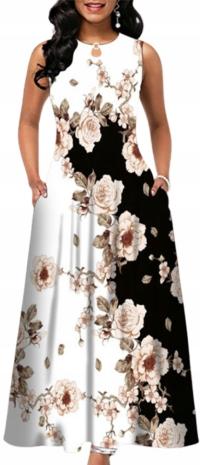 Элегантное длинное платье с цветочным принтом