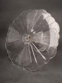 ANK STARA SZKLANA PATERA NA CIASTO NA NÓŻCE KROSNO przedwojenna art deco