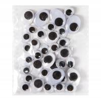RUCHOME Oczka Dekoracyjne Do MASKOTEK Mix Rozmiarów OWALNE 36 Sztuk