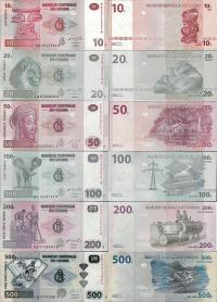 Kongo zestaw 6 szt 10-500 Francs - Pick 93-99 UNC