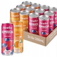 Kombucha napój fermentowana herbata NEXBA Berry i Mango 330 ml x11 + 1