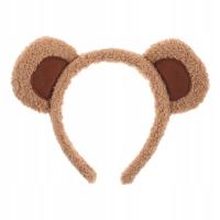 PLUSZOWA OPASKA MIŚ USZY CIEMNOBRĄZOWA MIĘKKA DEKORACJA