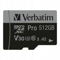 Karta pamięci Micro SDXC Verbatim Pro U3 512GB (100/90 MB/s) Class 10 U3 V3