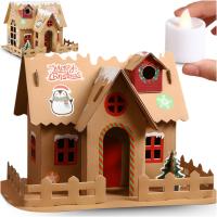 DOMEK DLA DZIECI DO DEKOROWANIA SKŁADANIA KARTONOWY ŚWIECĄCY LAMPKA TEKTURA