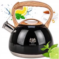 CZAJNIK na GAZ CZAJNIK CZARNY 3L Z GWIZDKIEM POKRYWĄ RĄCZKA STAL INDUKCJA