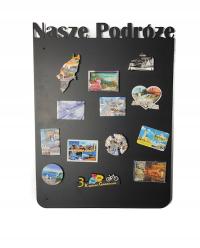 Tablica Magnetyczna na magnesy z podróży wakacji |60x80cm| Nasze Podróże