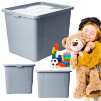 ПЛАСТИКОВЫЙ КОНТЕЙНЕР С КРЫШКОЙ БОЛЬШАЯ ЗАПИРАЕМАЯ КОРОБКА СЕРЫЙ 30Л