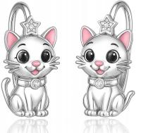 Kolczyki srebrne kot kotki dla dziewczynki angielskie srebro 925 oryginalne