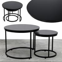 ЖУРНАЛЬНЫЙ СТОЛИК НАБОР ИЗ 2 ГЛАМУРНЫХ ЖУРНАЛЬНЫХ СТОЛИКОВ ДЛЯ ГОСТИНОЙ SK115CZ ЧЕРНЫЙ FI 60/40